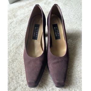 Stuart Weitzman Brown Block Heel Suede Pum…